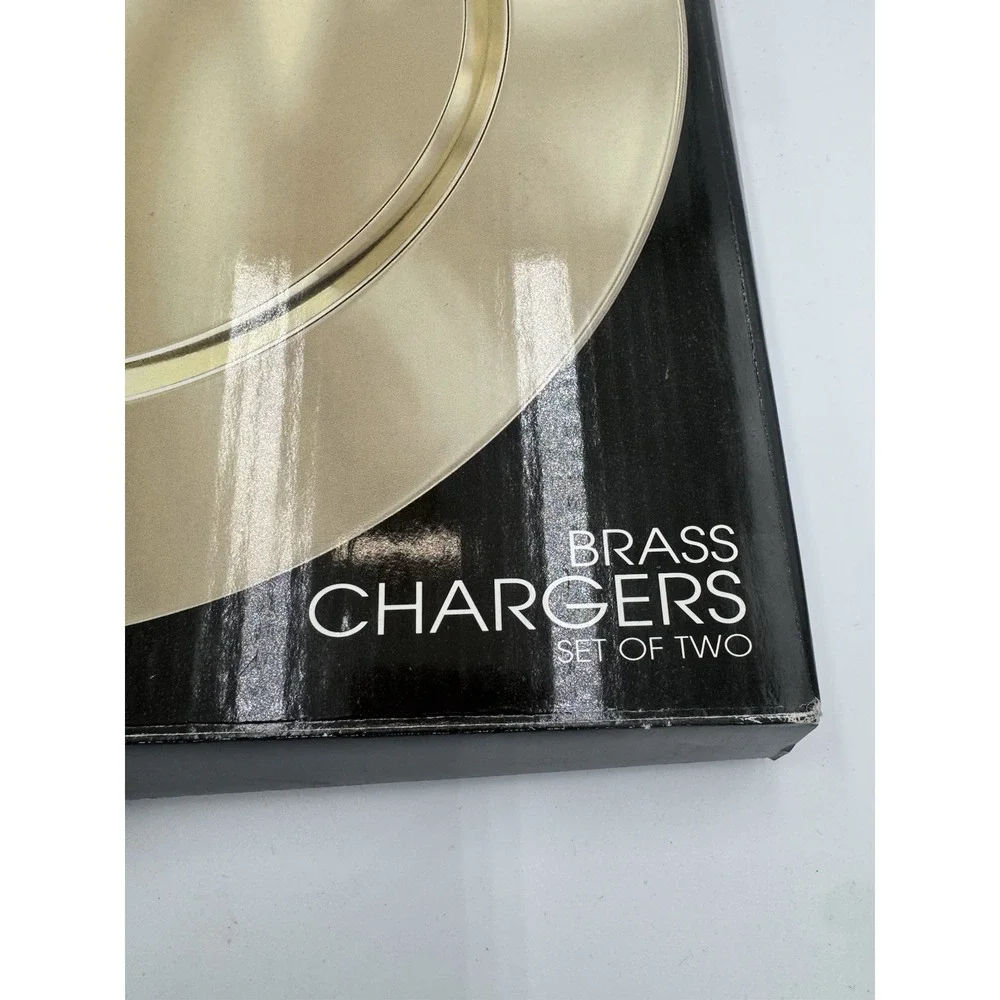 Images Set If 2 Brass Charger Plates
